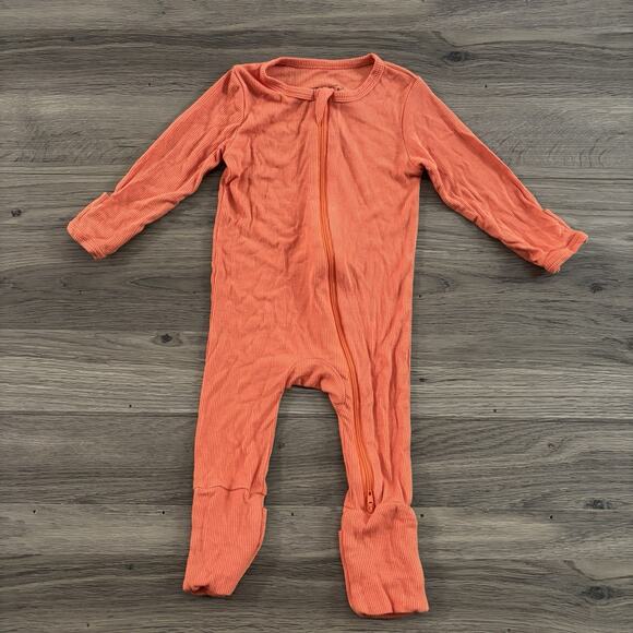 Scainf Baby Boy Unisex Bamboo 3/6mo Zipper Sleeper Outfit Pajama Orange Pumpkin - Picture 3 of 6